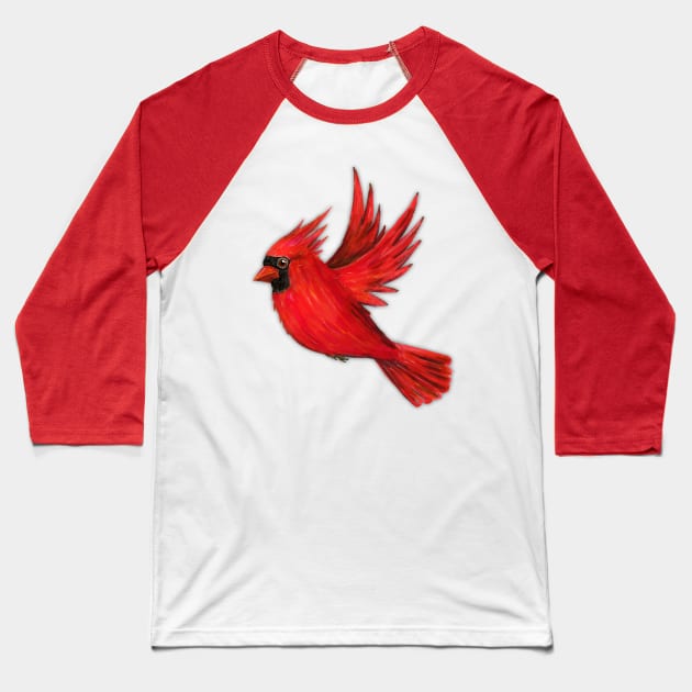 Flying northern cardinal Baseball T-Shirt by Bwiselizzy